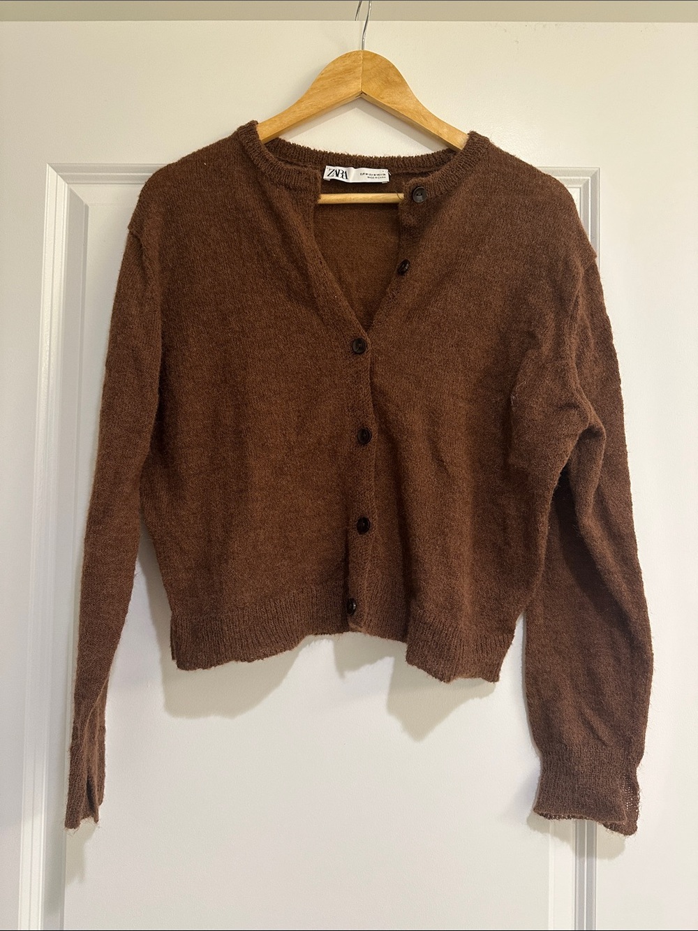 Zara Chestnut Brown Button-Up Knit Cardigan